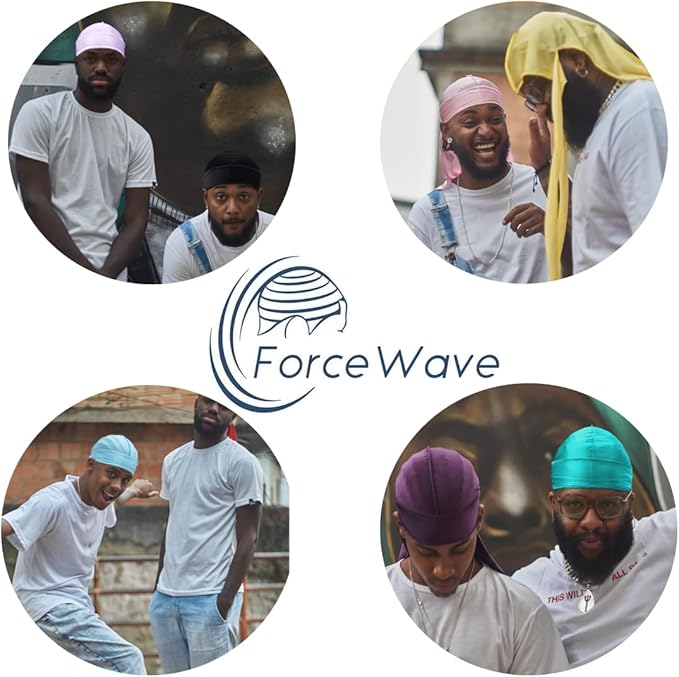 ForceWave 2 Pieces Silky Durag Pack for Men Women Waves, Premium Satin Deluxe Du-rag