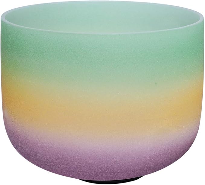 ENERGYSOUND Frosted F Note Heart Chakra Rainbow Colored Quartz Crystal Singing Bowl 8" mallet and o-ring included