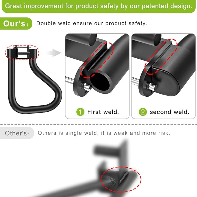 SELEWARE Solid Dip Bar Attachment for 2" x 2" or 3" x 3" with 1", 1/2" or 5/8" Hole Power Cage Squat Rack, Set of 2 Dip Bar Muti-Grip Handles for Strength Training, Double Welding Design