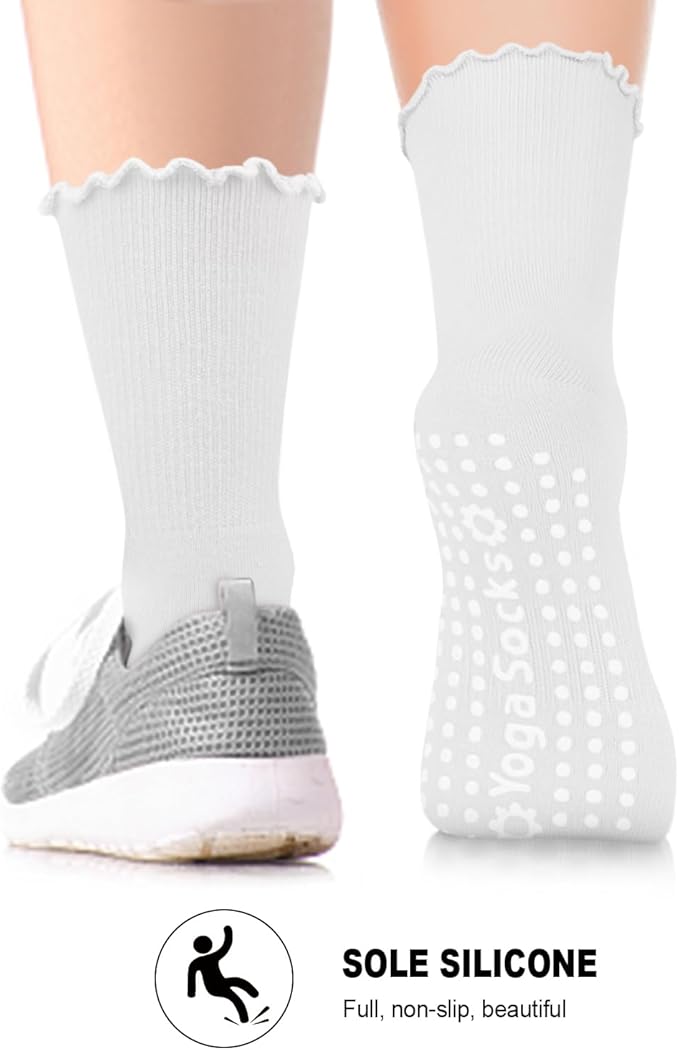 3/6 Pairs Grip Pilates Socks for Women, Non-slip Yoga Athletic Socks for Barre Ballet Barefoot Workout Hospital
