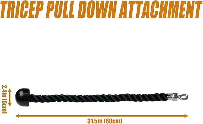 KORIKAHM Long Tricep Rope, Rope Pull Down Attachment 47 55 63Inch Length Long, Tricep Rope Cable Attachment, Tricep Pull Down Rope for Home Gym Pulley System,Cable Machine Attachment