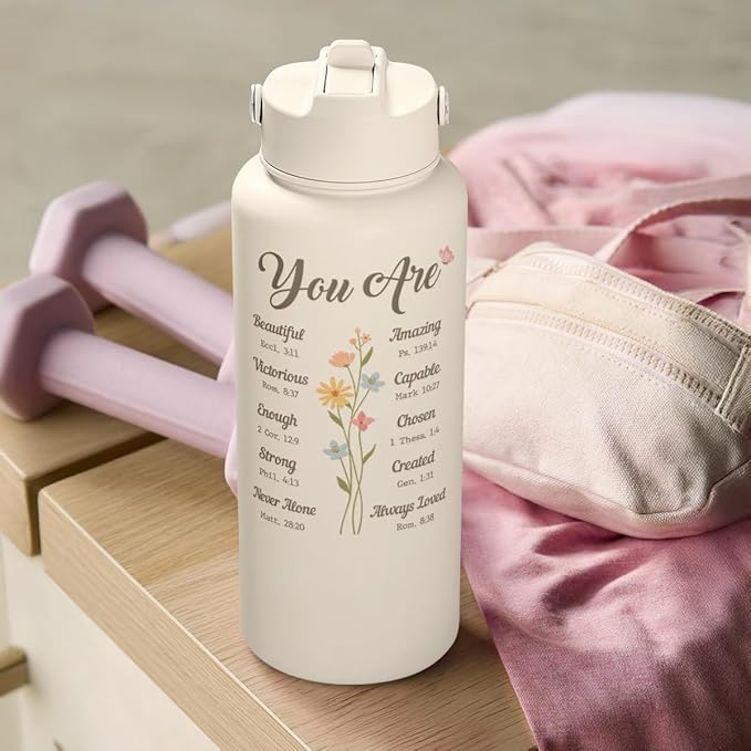 Christian Gifts for Women, Inspiration Water Bottle 32oz Stainless Steel Insulated with Lid, Religious Gifts for Mom Friends Ladies on Birthday Mother's Day Christmas