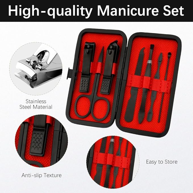 Manicure Set, Stocking Stuffers for Men, Nail Clipper Set 7 in 1 Manicure Kit Stainless Steel Nail Kit Nail Clippers Set for Men with Christmas Box Pedicure Kit Grooming Kit for Man Husband Boyfriend