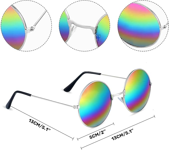 MOVINPE Hippie Accessories for Men - Hippie Wig Sunglasses Peace Sign Necklace Tie Dye Headbands, Halloween Costume 70s Disco Style 60s Outfit Fancy Dress Retro Night