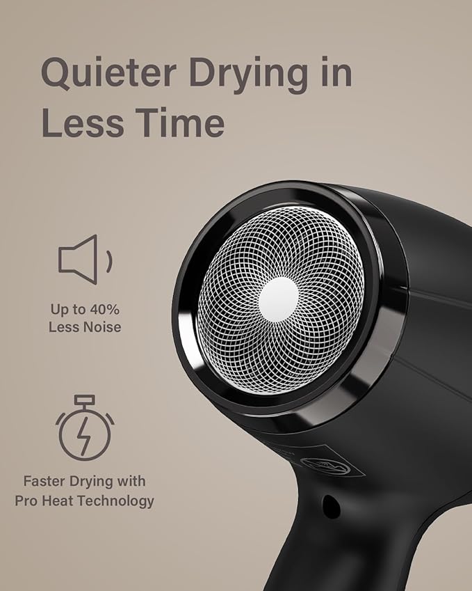 Ionic Hair Dryer with Diffuser, Blow Dryer, Professional 1875W Powerful AC Motor Hairdryer with 8.2Ft Cord for Women & Men, Fast-Drying Blow Dryer with Nozzle for Home, Salon