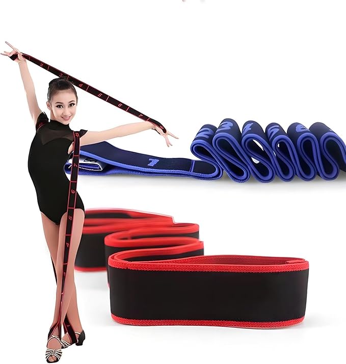 2 PCS Kids Dance Stretch Straps - Multi-Loop Adjustable Exercise Bands - 8 Loops (Pink)