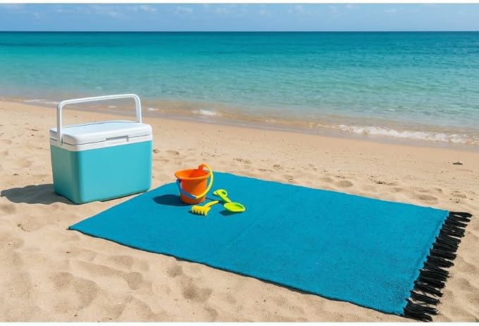 Open Road Goods Solid Color Mexican Yoga Blanket – Large Handwoven Throw for Yoga, Beach, Camping or Home – Soft and Durable Cotton Blend