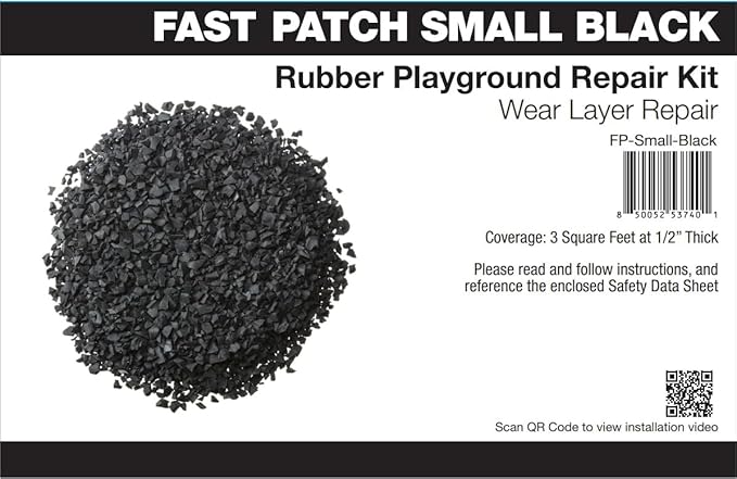Fast Patch Poured-in-Place Surfacing Repair Kit Fix Rubber Playground (Black, Small)