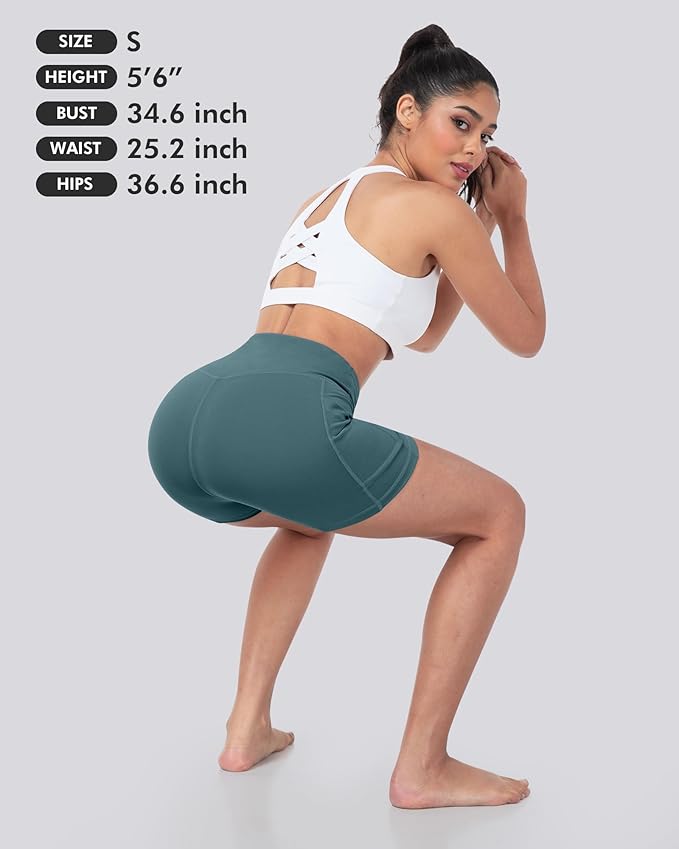 LZYVOO Biker Spandex Shorts Women, High Waisted Tummy Control Workout Yoga Shorts with Pockets