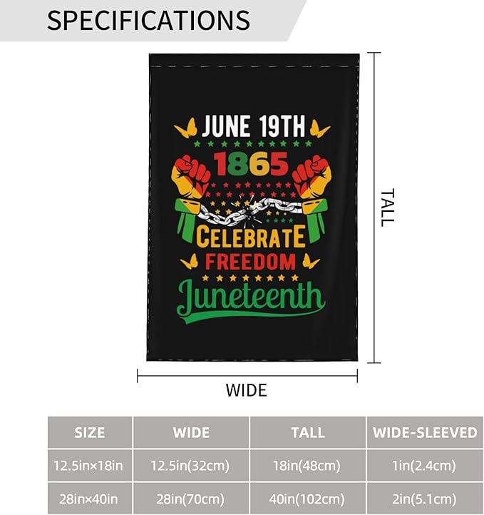 Juneteenth Garden Flag – 12.5x18 Inch Outdoor juneteenth Decorations Banner, african american flag, Yard Decor, Black History Month, Freedom Day Gift