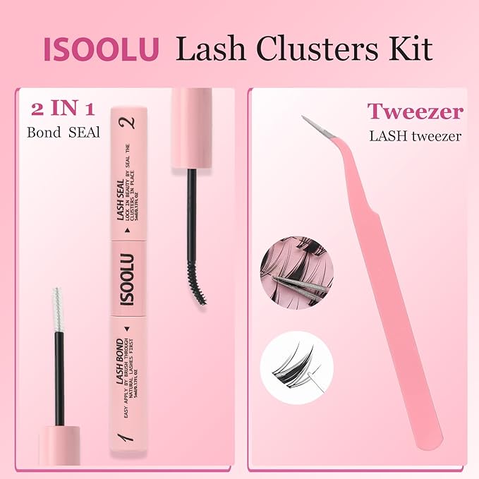 Fairy Lash Clusters Manga Individual Lashes C Curl Wispy Eyelash Clusters WideSpan Eyelash Extension Kit with Lash Bond and Seal Wet-Look Spiky Cluster Lashes (ZH12 Kit)