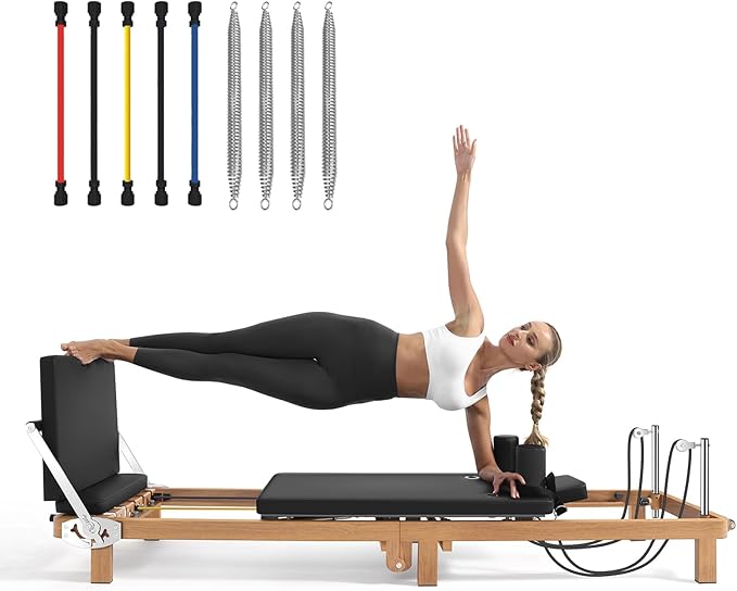 Foldable Pilates Reformer Machine,Extended 88in Metal Frame Pilates Equipment for Home Women Men Use Gym Workout & Advanced and Beginners Users , Dual Resistance System (Spring & Latex Tubes)