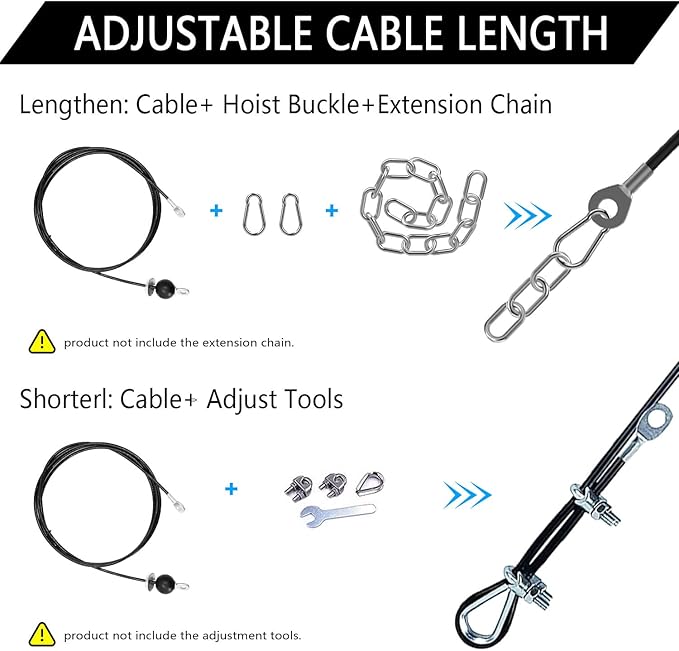 Favuit Fitness Pulley Cable, Gym Replacement Cable Heavy Duty Steel Wire Rope Fitness Cable Pulley System Attachments Home Gym Machine Equipment Workout Accessories