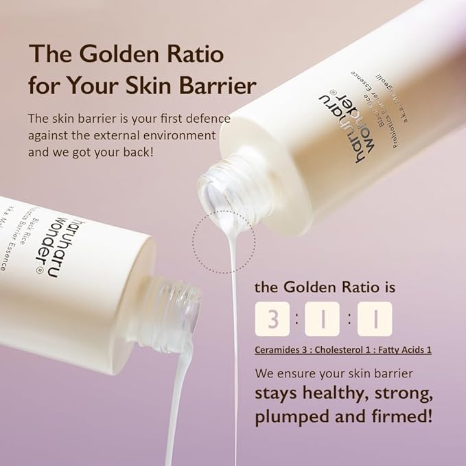 haruharu Wonder Black Rice probiotics Barrier Essence & Black Rice Hyaluronic Toner for Sensitive Skin Set, Skin Layering for Korean Glass Skin