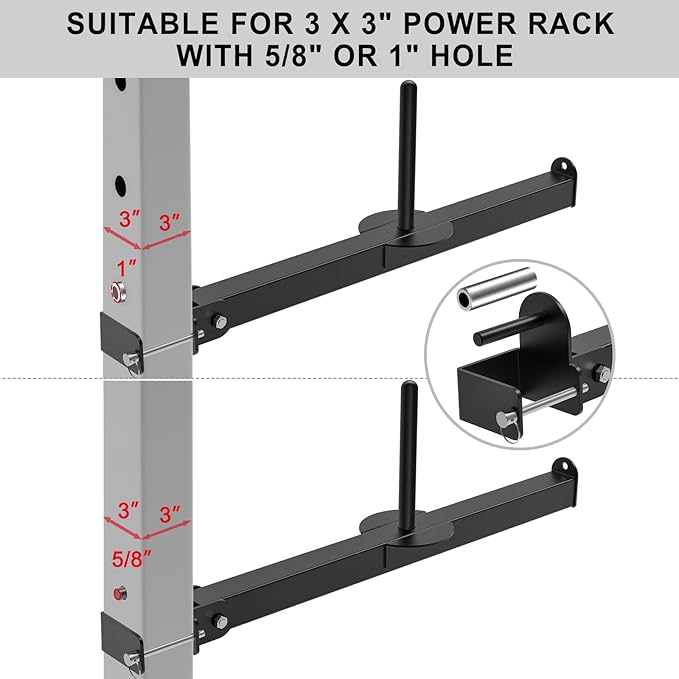 Belt Squat Attachment for 2" x 2" or 3" x 3" Power Rack with 5/8" or 1" Holes, Landmine Belt Squat Machine, Compatible with 1" & 2" Weight Plates, Home Gym Squat Rack Accessories