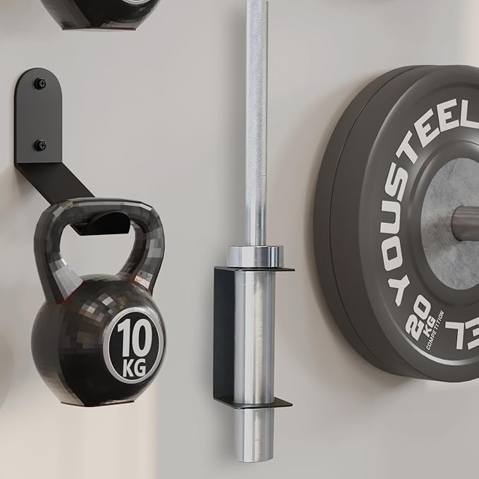 Barbell Rack Single Hook Wall Mount Heavy Duty Vertical Barbell Holder Weight Bar Holder for Olympic Barbell, Curl bar, Commercial or Home Gym Accessory (1)