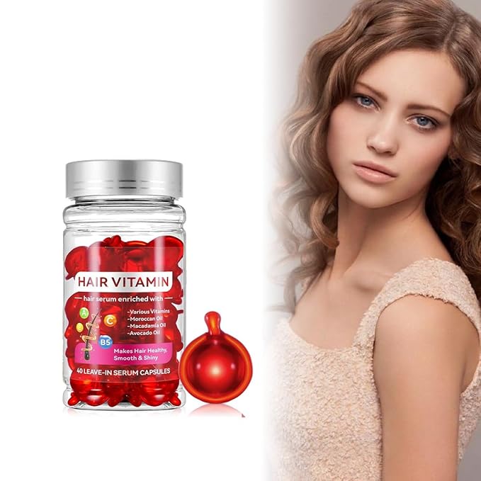 2 Box Hair Treatment Serum Oil Capsules,Enriched with Moroccan Macadamia Avocado Oils Vitamins A C E Pro B5, Leave-in Molecular Repair Hair Vitamins Serum for Dry Damaged Hair. (80 Pcs)
