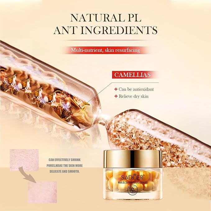 Collagen Capsules Serum, Nourishing Anti Aging Night Essence for Women with Vitamin E,Facial Skin Glowing and Radient, Facial Capsule with Collagen Serum