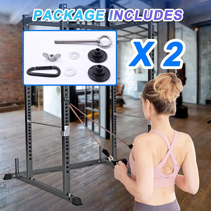 Heavy Duty Power Rack Attachments, 2PCS Resistant Band Accessories for Squat Rack, Fits 2"x2" & 3"x3" Uprights, 5/8" or 1" Holes, Resistance Band & Strength Training Use