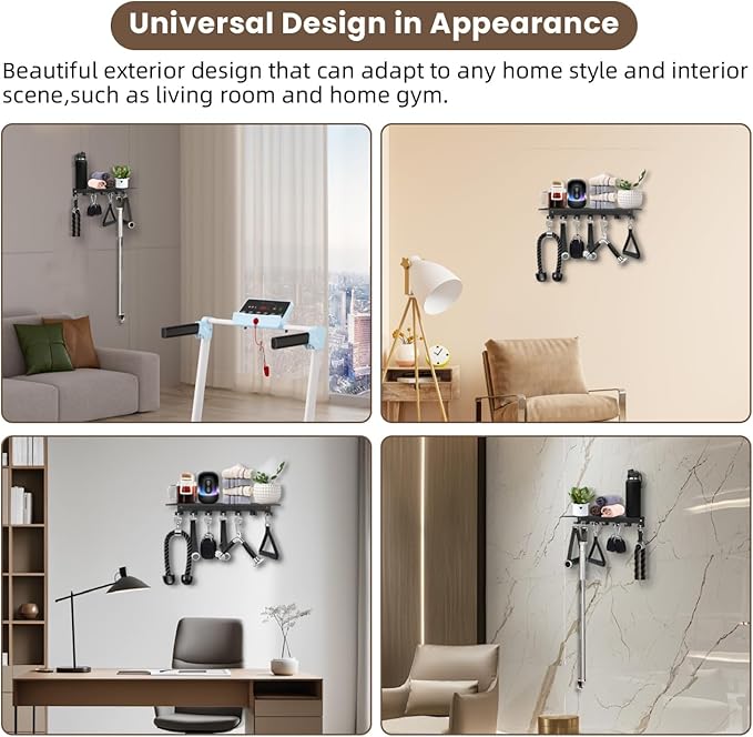Floating Shelf Organizer Compatible with Tonal Accessories Wall Mount Hanger with Hooks T-Lock Adapters Home Gym Weight Storage Equipment Metal Rack Holder Bracket Hanger Workout Fitness (Classic)