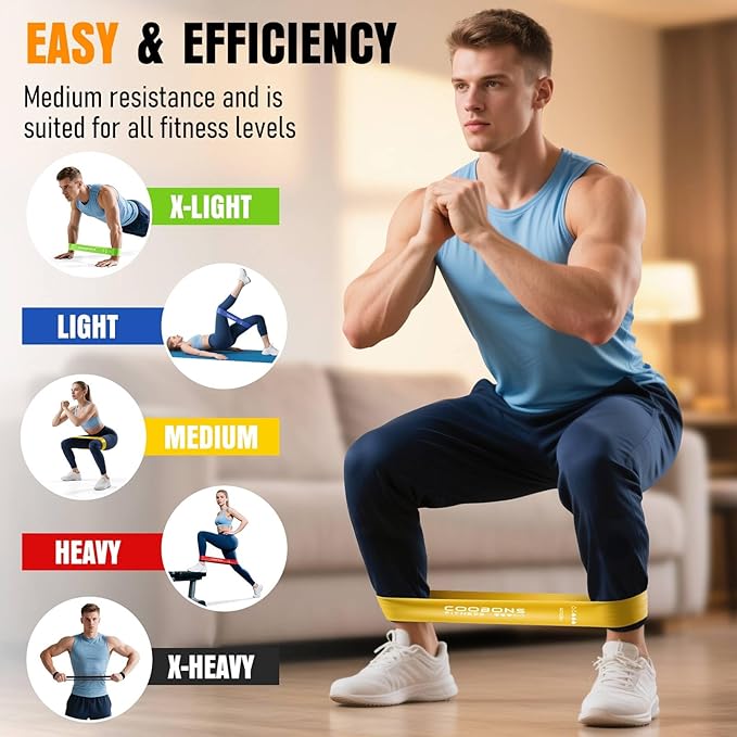 Resistance Bands for Working Out, Exercise Bands Resistance Bands Set with 5 Resistance Levels, Latex Loop Bands for Women Men, Workout Bands for Legs, Glutes, Strength Training, Yoga, Home Gym