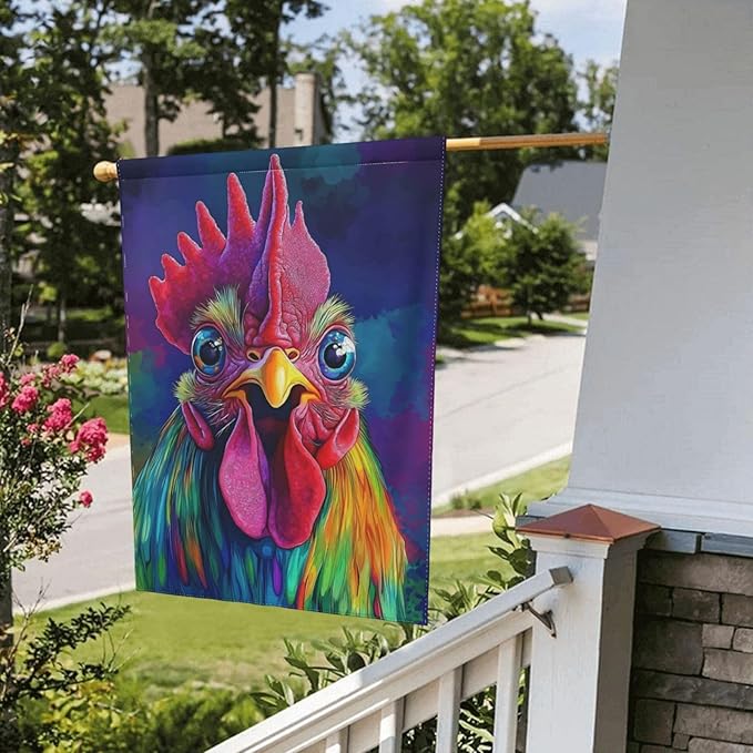 Rooster Garden Flag 12x18 In Double Sided Yard Flags Lawn Sign Decor No Flagstand