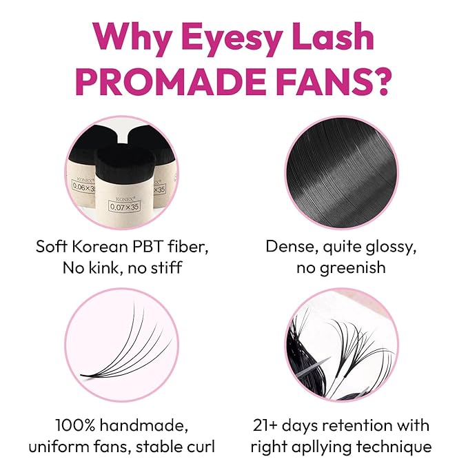 600 Easy Promade Fans - 5D 0.07 Curl C Mixed Lengths 8-16mm - Ultra Speed 20 Lines Eyelash Trays Volume Premade Lash Fans Handmade Pre Made Eyelash Extensions Fluffy Soft Pointy Base
