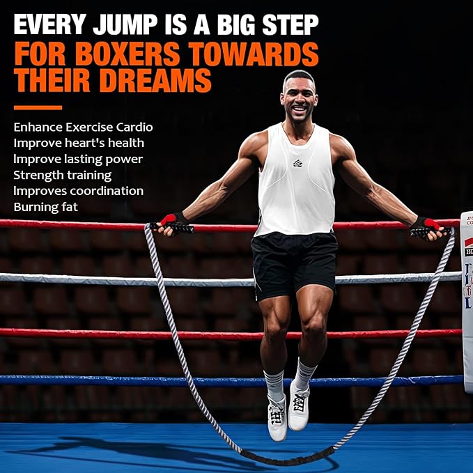 Jump Rope, Weighted Jump Rope for Fitness, Heavy Skipping Ropes for Men Women Kids, Home Gym Workout Equipment Set, Suitable for Boxing, Cardio, Training Muscles, Full Body Exercise Weight Loss at Home