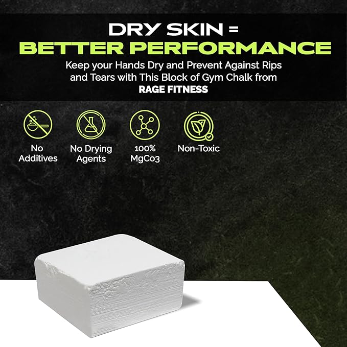 Gym Chalk Block (2oz), Magnesium Carbonate Athletic Chalk Block for Excellent Grip, Gym Workout Grip Chalk, Weightlifting, Gymnastics, Rock Climbing White