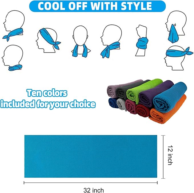 Cooling Towels, Soft Breathable Sweat Ice Towel for Sports, Yoga, Gym, Golf, Camping, Running, Fitness, Workout & More Activities