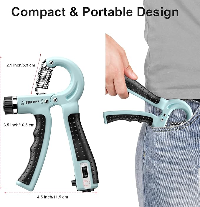 KDG Hand Grip Strengthener 2 Pack Adjustable Resistance 10-130 lbs Forearm Exerciser,Grip Strength Trainer for Muscle Building and Injury Recovery for Athletes