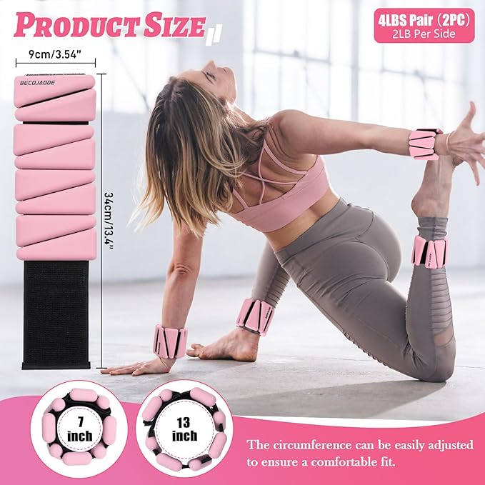 Ankle Weights Set of 2 (1 lb/2 lb/3 lb Each) Adjustable Wrist Weights for Women Men Wearable Arm Leg Weight for Pilates, Running, Walking, Workout, Yoga