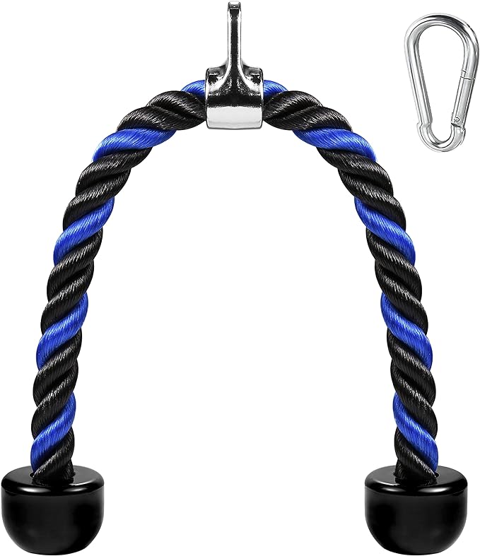 Deluxe Tricep Rope Pull Down Cable, 27 & 36 Inch Rope Length, Easy to Grip & Non-Slip Cable Attachment for Gym Workout Exercise