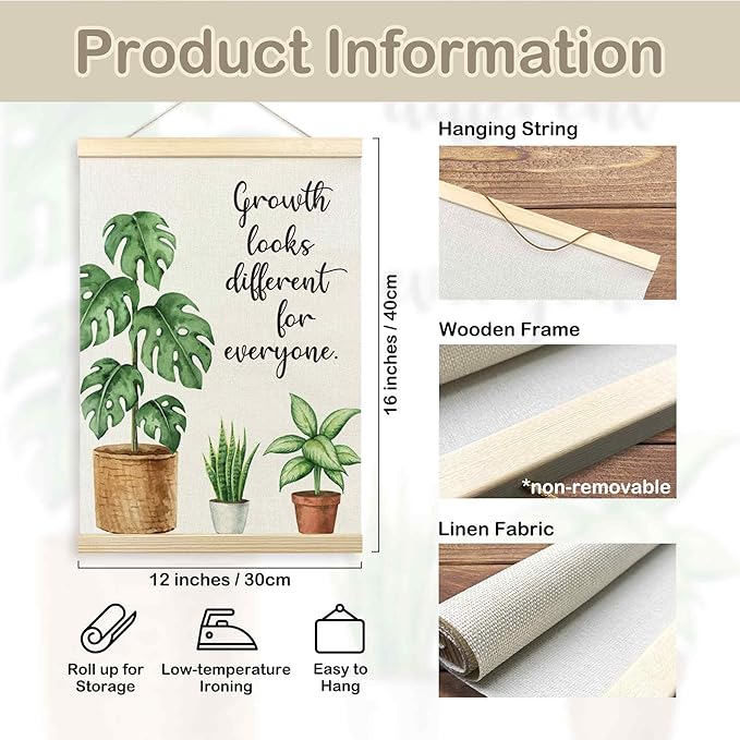 TLESKE Mental Health Poster Hanger Frame for Therapy Counseling Office, Motivational Inspirational Wall Art Decor for Classroom Nursery, Growth Looks Different for Everyone Canvas Poster Print 12x16