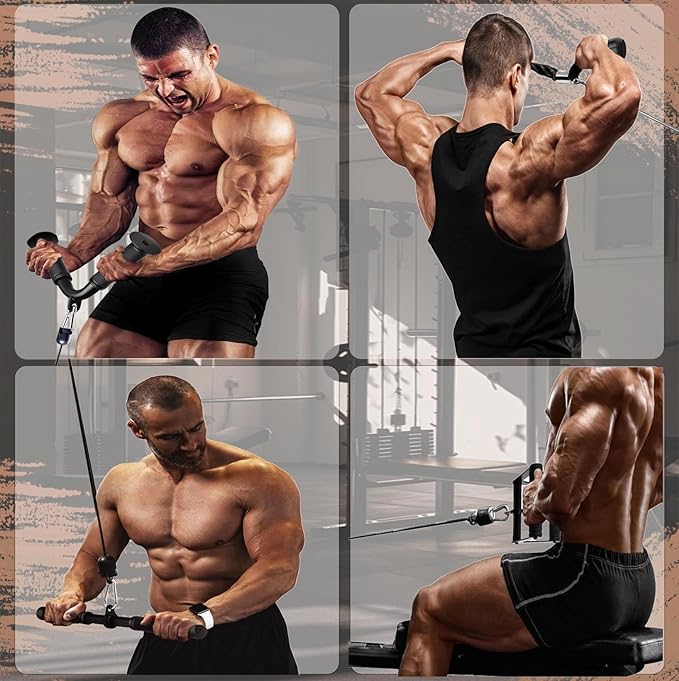 Cable Machine Attachment,LAT Pulldown Attachments Upgraded 1.3 Inch Comfort Grip Cable Attachments for Gym, Triceps Rope Bar,V Bar ,Double D Bar,Homr Gym Accessories