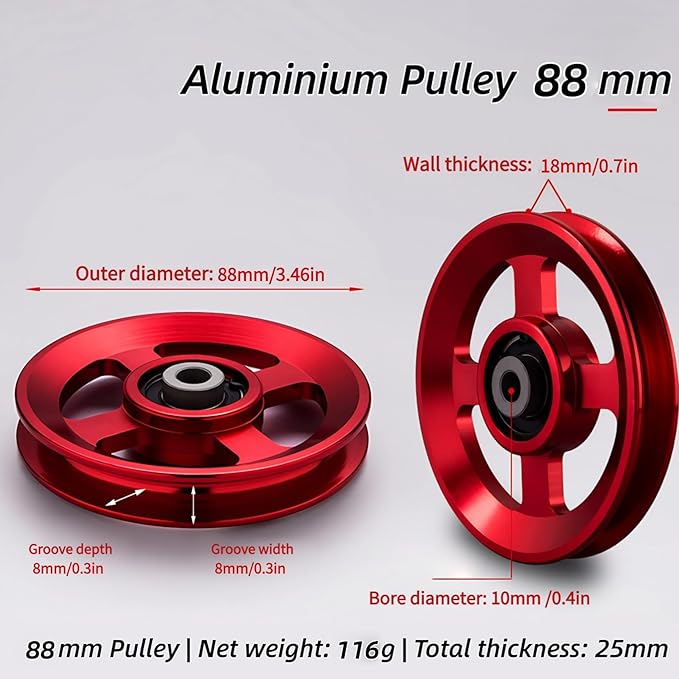 Pulley system for home gym, Aluminum GYM Pulley Wheel Universal Aluminum Alloy Bearing Pulley Wheel for Cable Machine Gym Equipment Part Garage Door