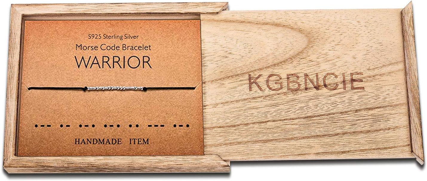 KGBNCIE Morse Code Bracelet for Women Sterling Silver Beads on Silk Cord Secret Message Fuck Friendship Inspirational Encouragement Bracelet Gift for Her