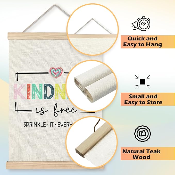 JINYO Inspirational Wall Decor, Kindness Is Free Motivational Wall Art Poster, Inspirational Positive Quotes Canvas Prints Wall Decor for Home Living Room Bedroom Dorm Office, 12x16 Inches
