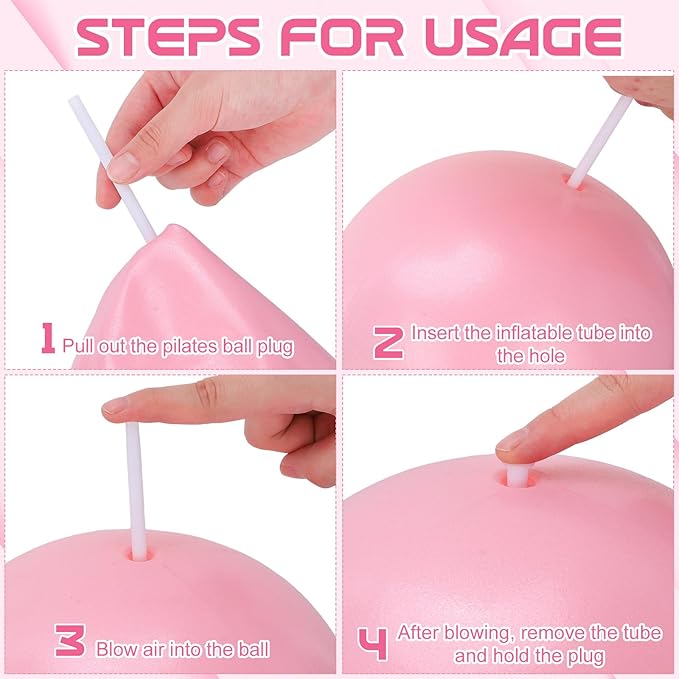 Pilates Ball, 9 Inch Small Exercise Mini Soft Workout Yoga Ball with Exercise Guide, for Home Gym Yoga, Pilates, Core Training, Workout, Balance, Stability