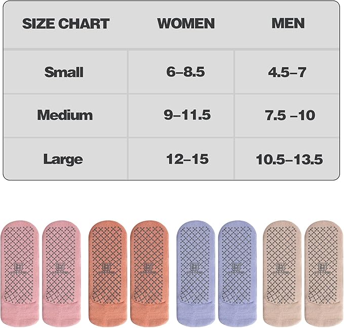 unenow Unisex Non Slip Grip Socks with Cushion for Yoga Pilates Barre Home & Hospital