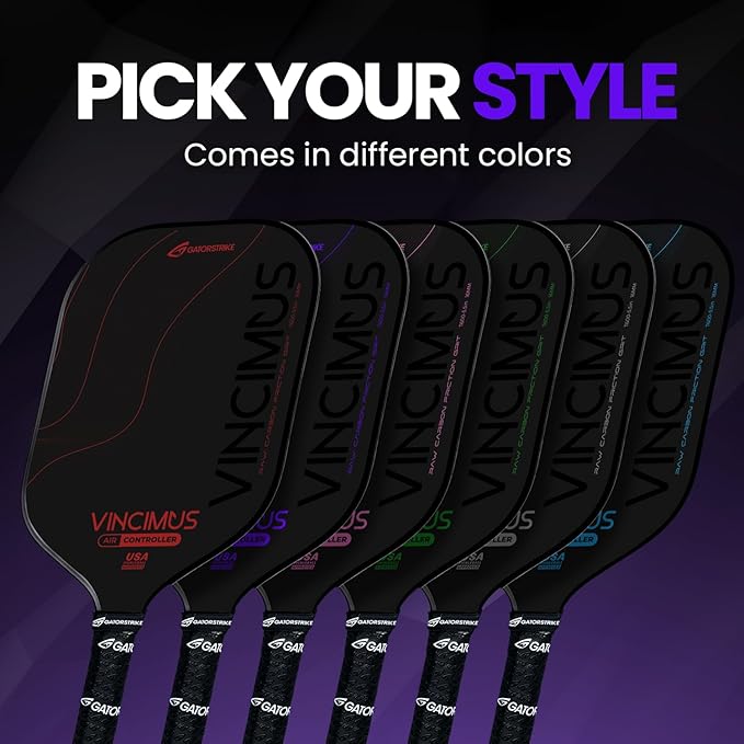 Vincimus Air Controller T600 Pickleball Paddle, T600 Carbon Fiber Pickleball Paddle with Enhance PP Honeycomb 16mm Core, 8.1oz with GatorGrit Face