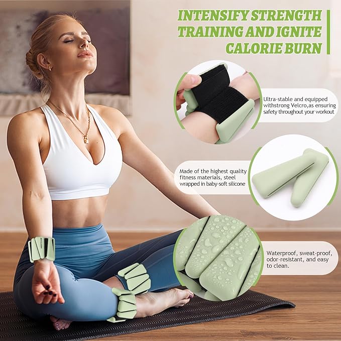 Ankle Weights Set of 2 (1 lb/2 lb/3 lb Each) Adjustable Wrist Weights for Women Men Wearable Arm Leg Weight for Pilates, Running, Walking, Workout, Yoga