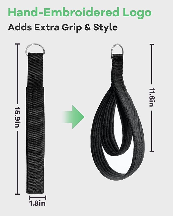 Wonderful Day 2PCS Pilates Straps for Reformer, Comfortable Enhanced Thickness, Fitness D-Ring Double Loop Exercise Straps for Home Gym Workout (Black)