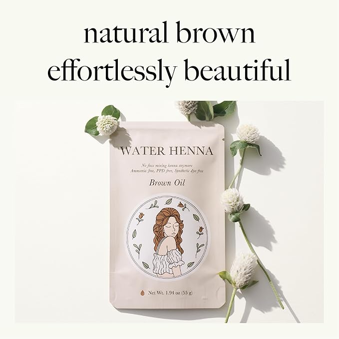 Korean Henna Hair Dye 1 Set - Quick and Easy Application, PPD-free, Synthetic dye-free liquid Formula, Hair Color Made in Korea (Brown (Henna+Indigo))