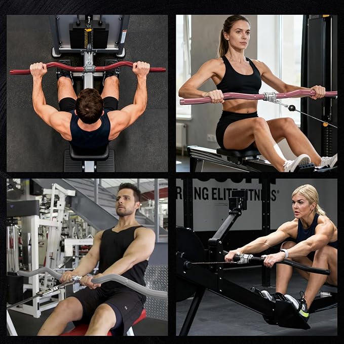 RitFit 38.6'' W-Shaped LAT Pulldown Bar, Aluminum Alloy Cable Machine Attachment with Full Rotation for Gym, Strength Training, Workouts