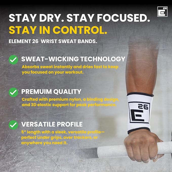 Wicking Wrist Sweat Bands (4 Pack) - for Men, Women, Cross Training, Weightlifting, Functional Fitness, WODs, Sports