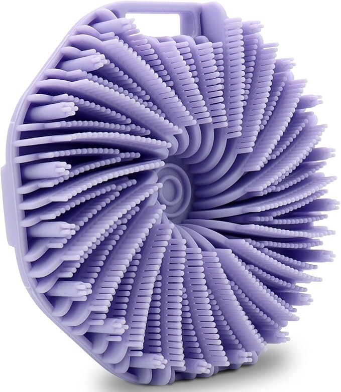 Silicone Body Scrubber,Exfoliating Body Scrubbers for use in Shower,Silicone Body Brush for Showering and Anti-Slippery Handles for All Skin Types (Purple)