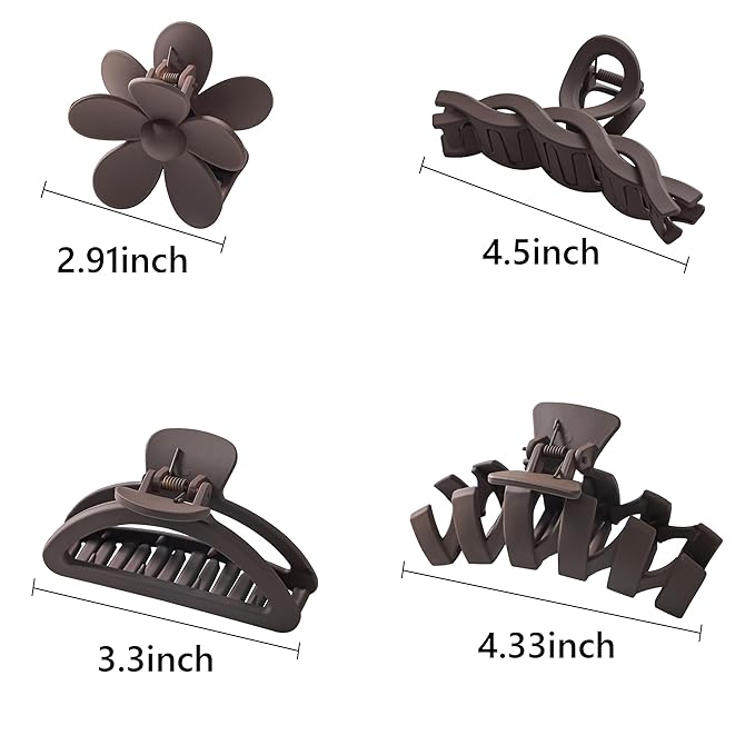 8PCS Hair Clips for Women, Flower Claw Clips for Thick Hair, Non-Slip Hair Accessories with Multi-Styles, Neutral Colors Hair Claw Clips and Variety Pack, Ideal for Girls