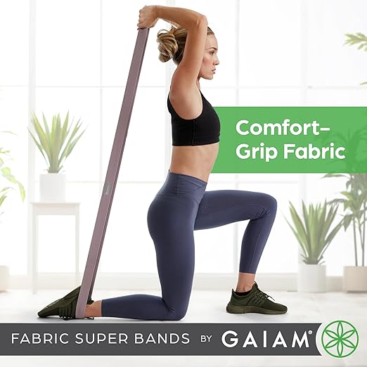 Gaiam Fabric Resistance Bands (3-Pack), Rubber & Polyester Loop Exercise Bands for Squats, Pull-Ups, Physical Therapy & Strength Training, for Yoga, Pilates, Gym or Home Workout