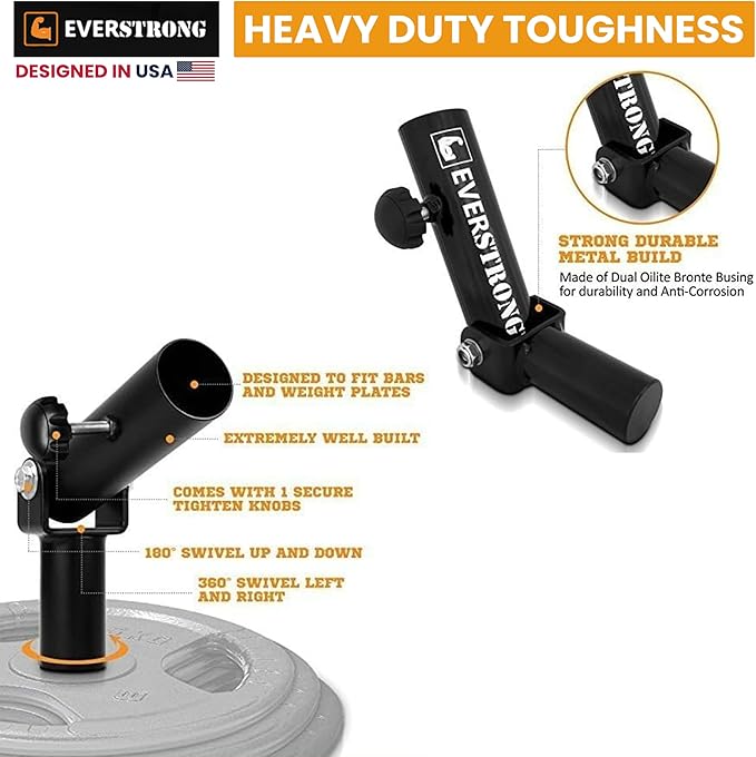 EVERSTRONG T Bar Row Attachment with V Bar Attachment Landmine Handle - 360 Swivel Landmine Attachment for Barbell for Full-Body Workout in Home Gym - Small Spaces - Deadlifts Squats Landmine Stand